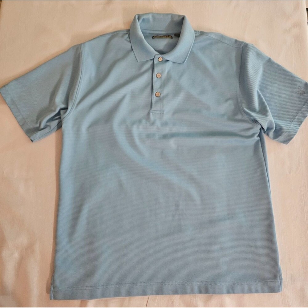 Cubavera Mens Essential Textured Performance Polo Shirt Large Blue Outdoor